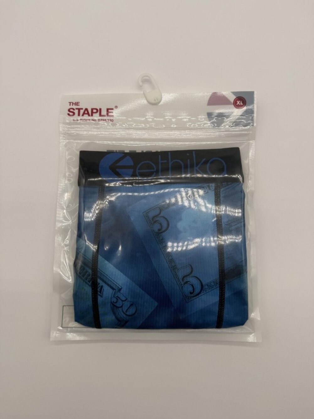 New Ethika The Staple Boxer Briefs Men's Size XL Blue Money Print Underwear